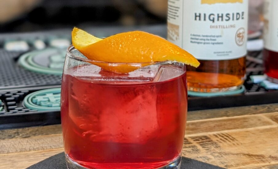 Photo of negroni drink from Highside Distilling in Bainbridge Island, WA