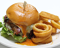 Photo of cheeseburger and onion rings at Alan's Country Cafe