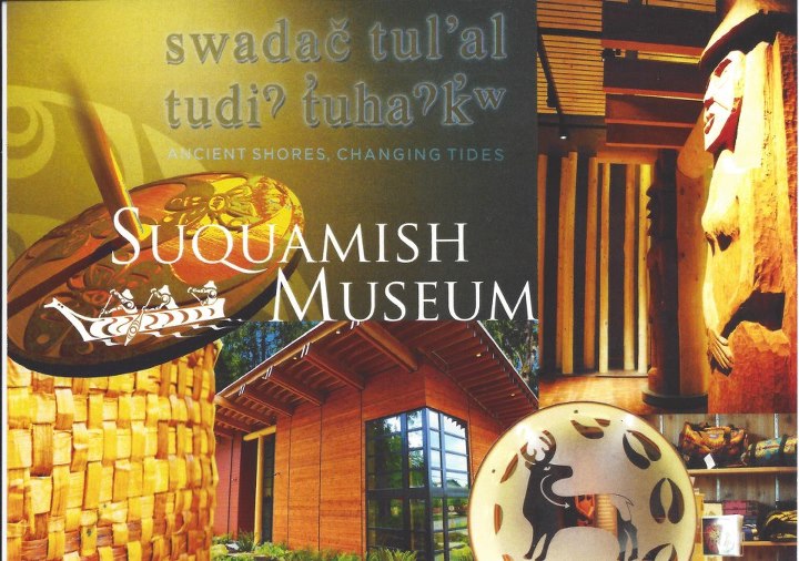 Photos of Suquamish Museum with the museum logo overlayed on top