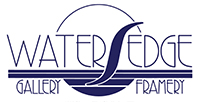 image of Waters Edge Gallery and Framery logo