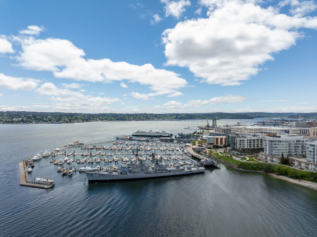 Drone photo of the Bremerton waterfront/marina.